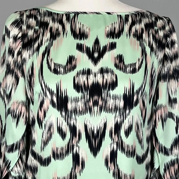 An Original Milly of New York Mint Green Silk Flutter Sleeve Dress Size 12 Large - Picture 4 of 9